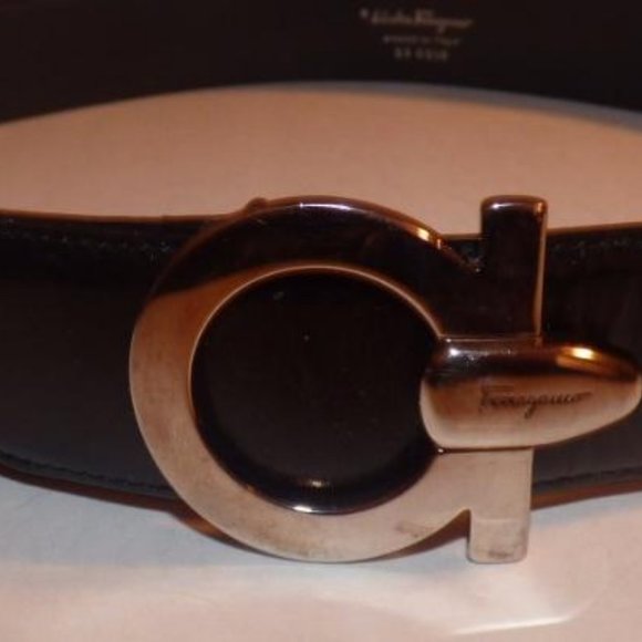 Vintage Ferragamo Gancini Black Mod Chrome
